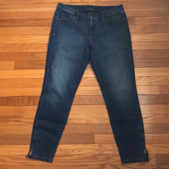 Loft Cropped Ankle Zipper Jeans Stretch Denim Medium Wash Size 6 - Picture 2 of 6